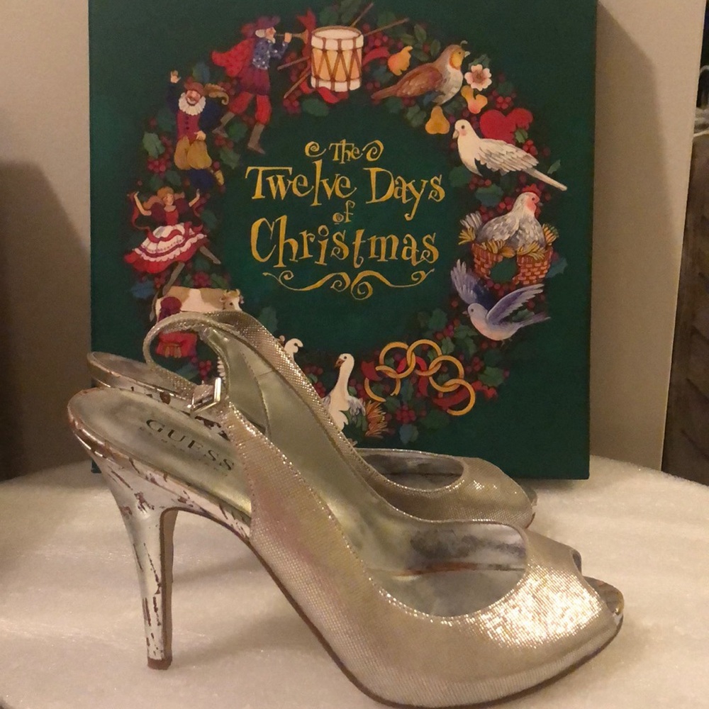 Guess silver heels size 6:5m